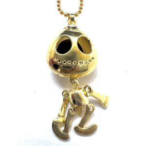 Jack O Lantern Skeleton Gold Color Pendant with Necklace